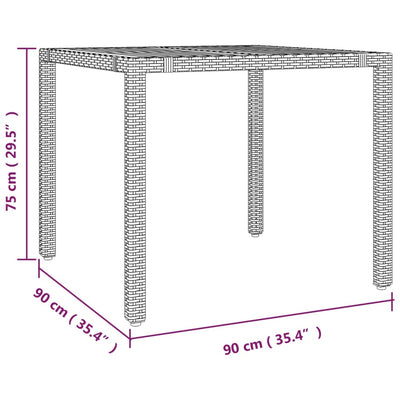 Garden Table with Wooden Top Black Poly Rattan&Solid Wood Acacia