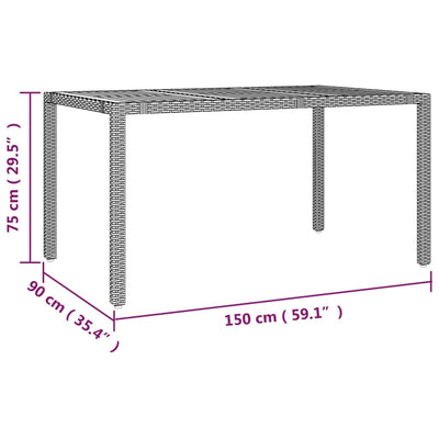 Garden Table with Wooden Top Black Poly Rattan&Solid Wood Acacia