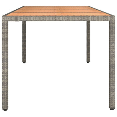 Garden Table with Wooden Top Grey Poly Rattan&Solid Wood Acacia