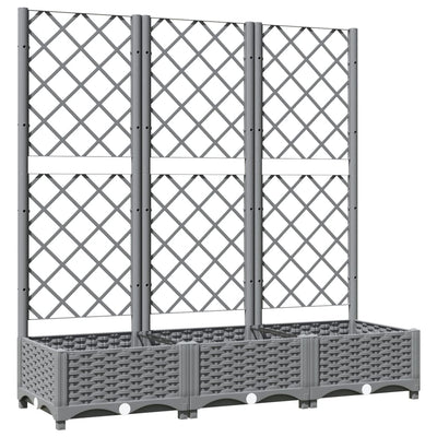 Garden Planter with Trellis Light Grey 120x40x121.5 cm PP