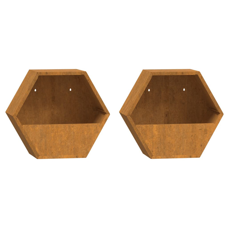 Wall Planters 2 pcs Rusty Corten Steel 30x10x25 cm