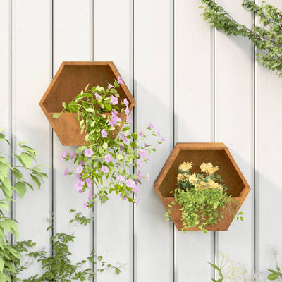 Wall Planters 2 pcs Rusty Corten Steel 30x10x25 cm