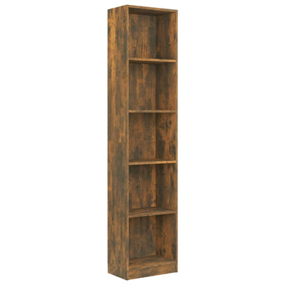 5-Tier Book Cabinet Smoked Oak 40x24x175 cm Engineered Wood