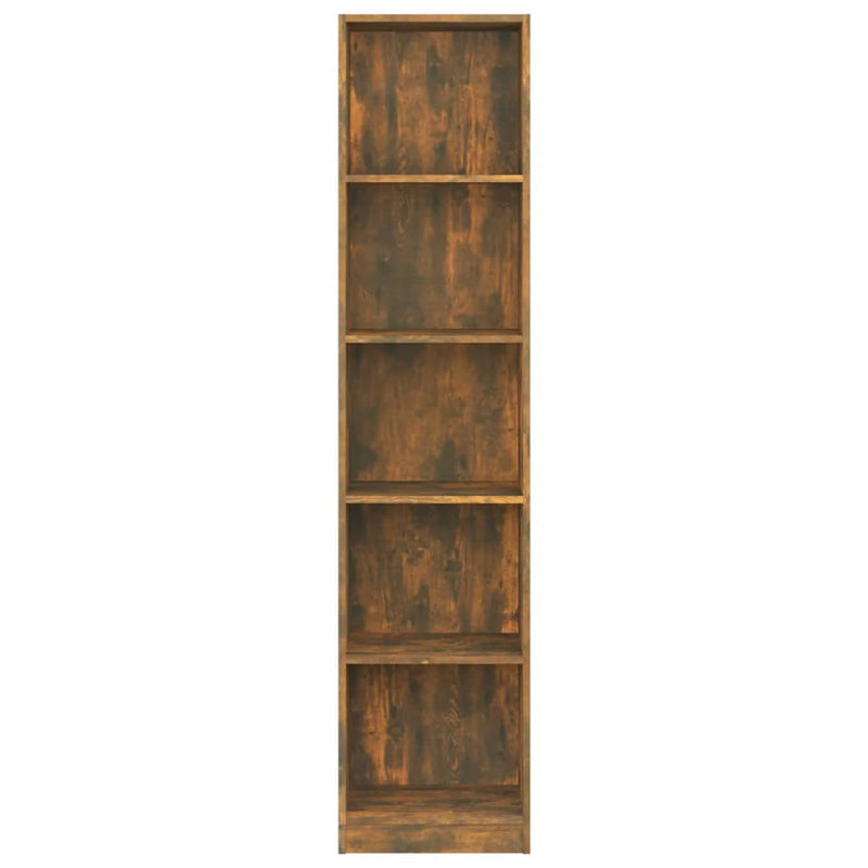 5-Tier Book Cabinet Smoked Oak 40x24x175 cm Engineered Wood