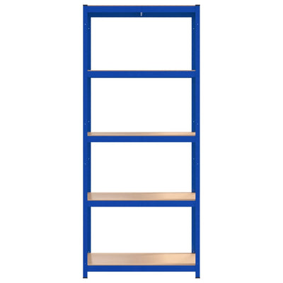 5-Layer Shelves 2 pcs Blue Steel&Engineered Wood