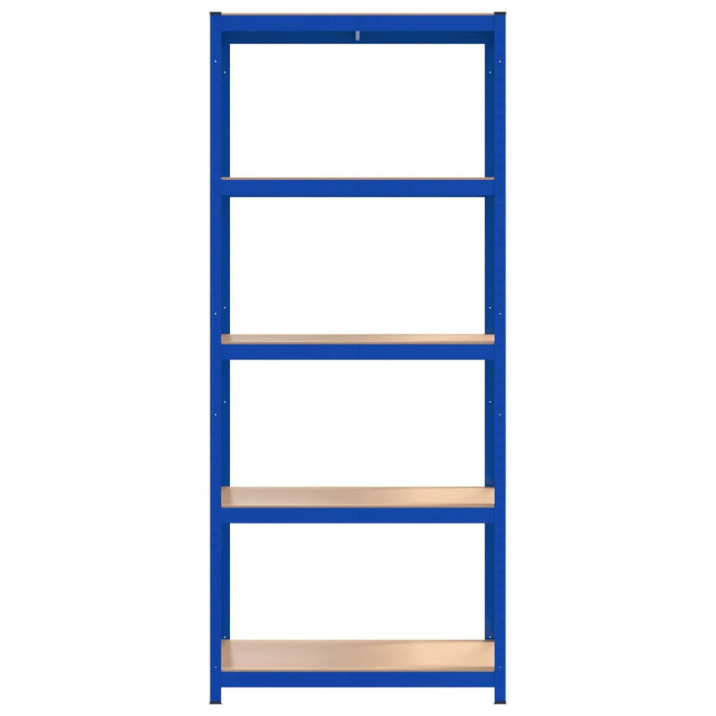 5-Layer Shelves 2 pcs Blue Steel&Engineered Wood