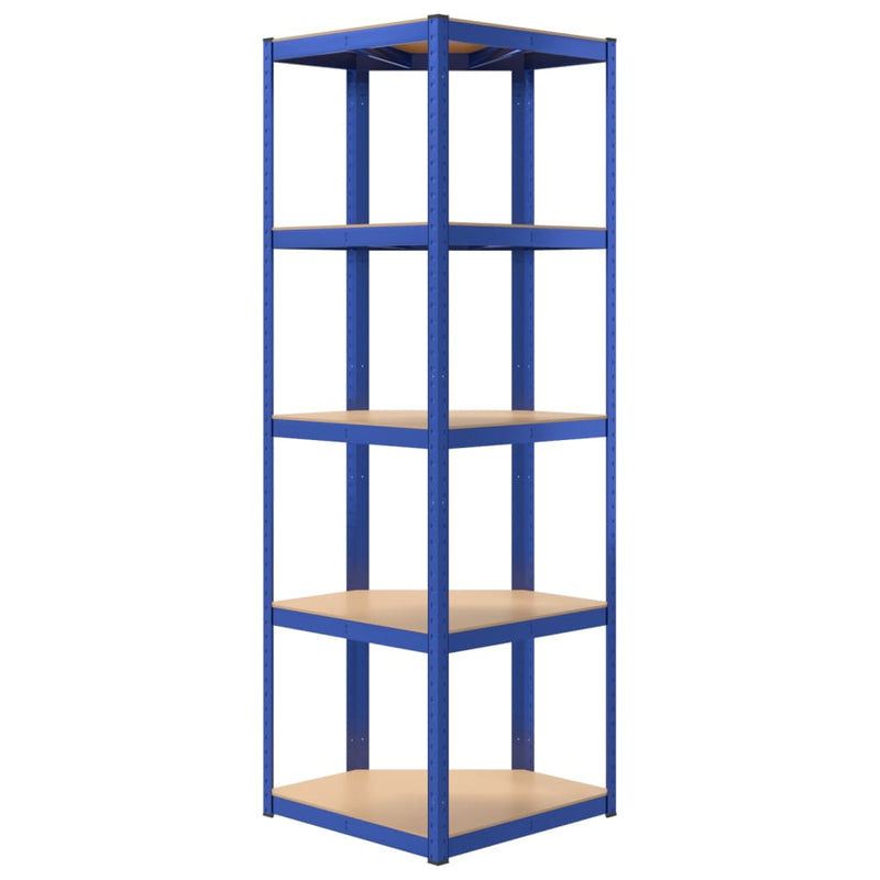 5-Layer Shelves 2 pcs Blue Steel&Engineered Wood