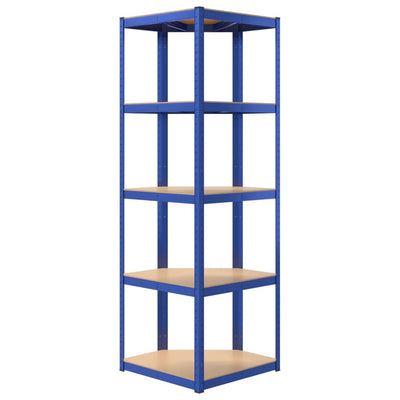 5-Layer Shelves 3 pcs Blue Steel&Engineered Wood