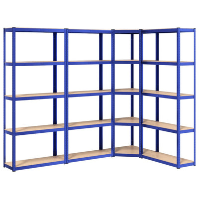 5-Layer Shelves 4 pcs Blue Steel&Engineered Wood