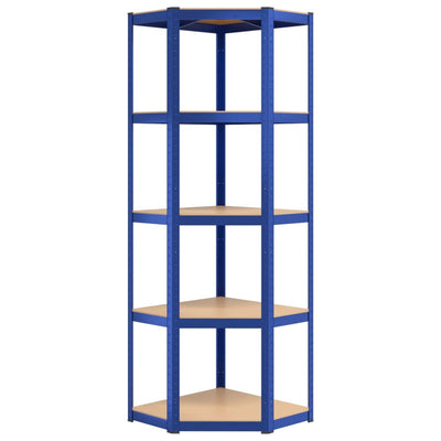 5-Layer Shelves 4 pcs Blue Steel&Engineered Wood