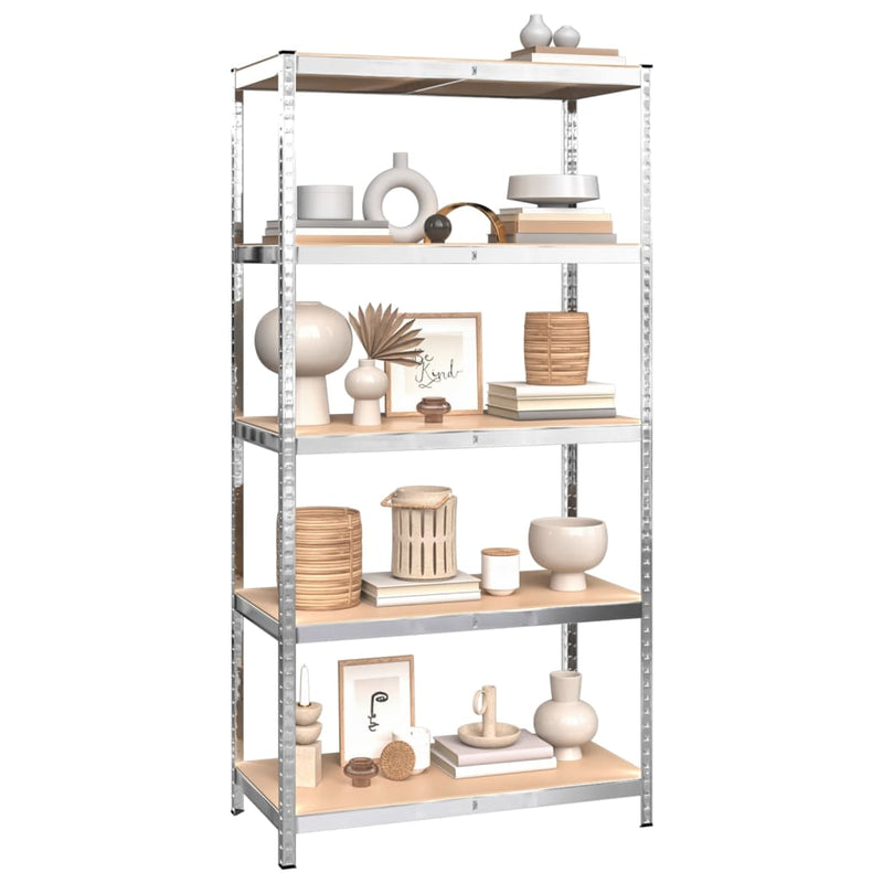 5-Layer Shelves 4 pcs Silver Steel and Engineered Wood