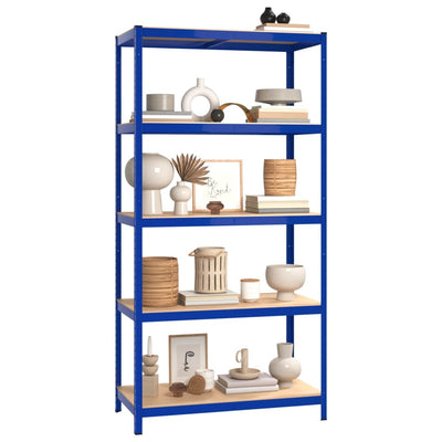 5-Layer Shelves 3 pcs Blue Steel&Engineered Wood