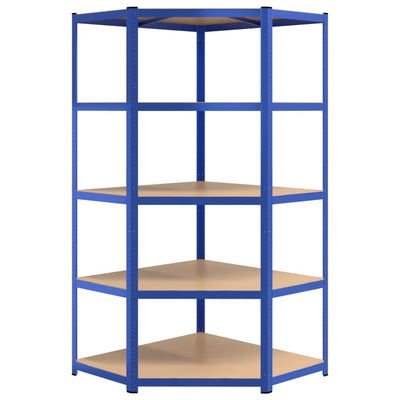 5-Layer Shelves 3 pcs Blue Steel&Engineered Wood