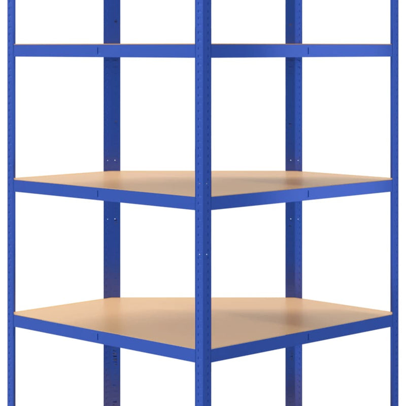 5-Layer Shelves 3 pcs Blue Steel&Engineered Wood