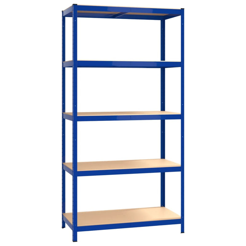 5-Layer Shelves 5 pcs Blue Steel&Engineered Wood