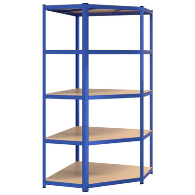 5-Layer Shelves 5 pcs Blue Steel&Engineered Wood