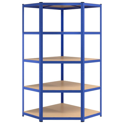 5-Layer Shelves 5 pcs Blue Steel&Engineered Wood