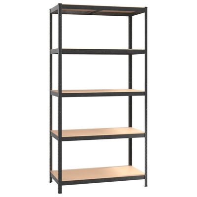 5-Layer Heavy-duty Shelves 2 pcs Grey Steel&Engineered Wood