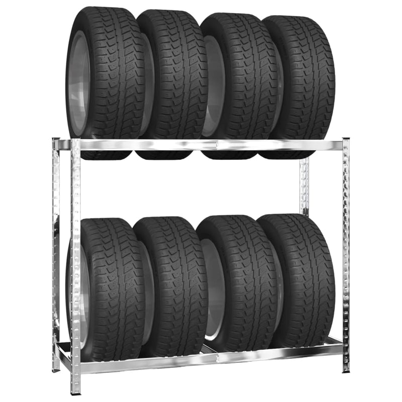 2-Layer Tire Racks 4 pcs Silver 110x40x110 cm Steel