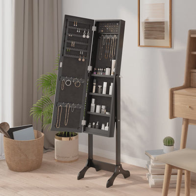 Free-Standing Mirror Black 34x37x146 cm