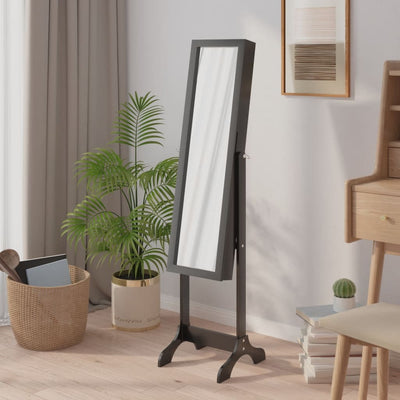 Free-Standing Mirror Black 34x37x146 cm