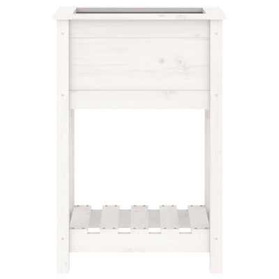 Planter with Shelf White 54x34.5x81 cm Solid Wood Pine