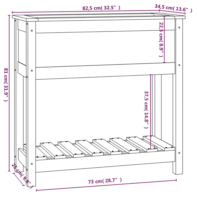 Planter with Shelf 82.5x34.5x81 cm Solid Wood Pine