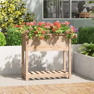 Planter with Shelf 82.5x34.5x81 cm Solid Wood Pine