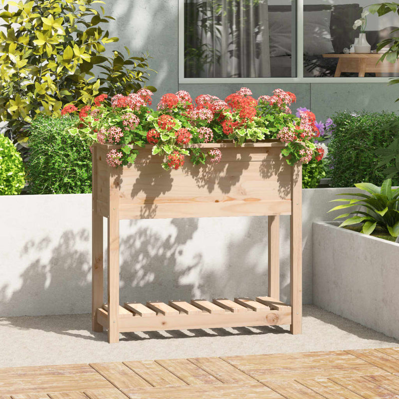 Planter with Shelf 82.5x34.5x81 cm Solid Wood Pine