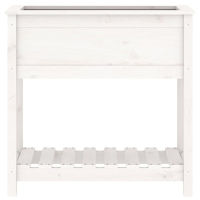 Planter with Shelf White 82.5x34.5x81 cm Solid Wood Pine