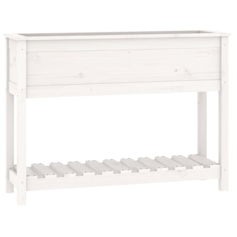 Planter with Shelf White 111.5x34.5x81 cm Solid Wood Pine