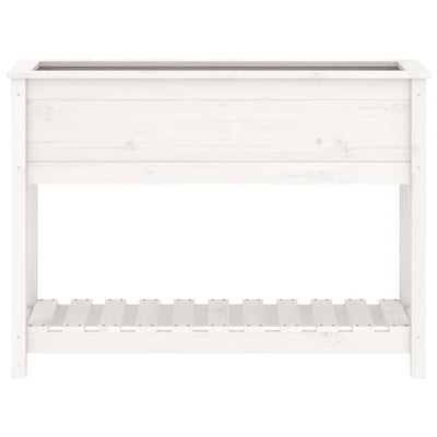 Planter with Shelf White 111.5x34.5x81 cm Solid Wood Pine