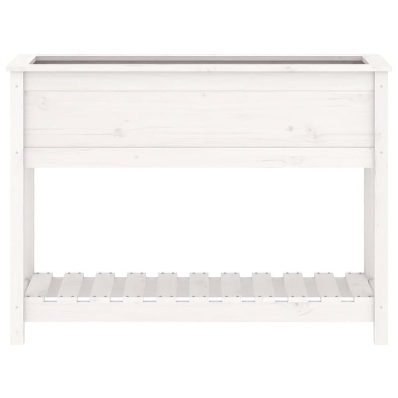 Planter with Shelf White 111.5x34.5x81 cm Solid Wood Pine