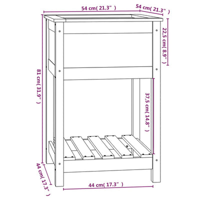 Planter with Shelf 54x54x81 cm Solid Wood Pine