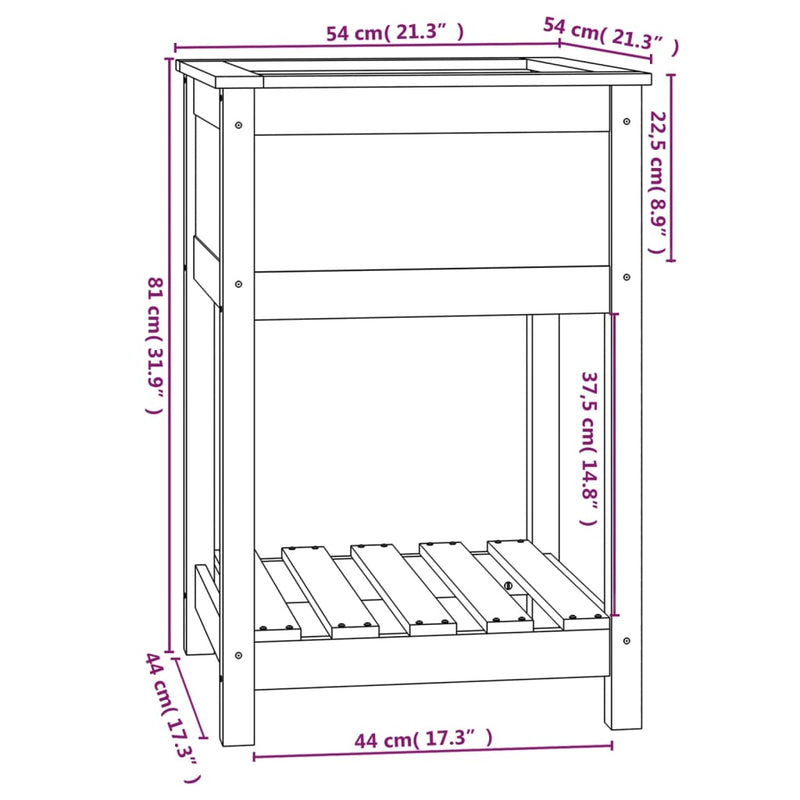 Planter with Shelf 54x54x81 cm Solid Wood Pine