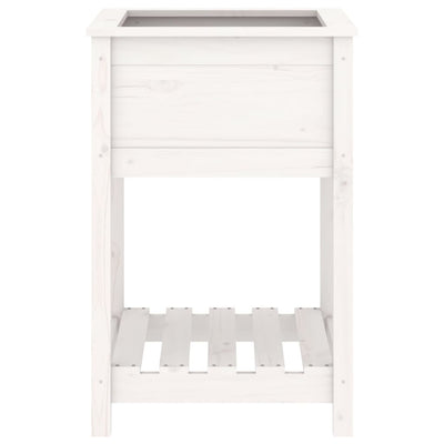 Planter with Shelf White 54x54x81 cm Solid Wood Pine