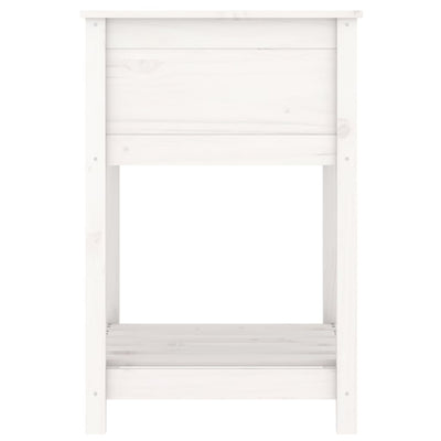 Planter with Shelf White 54x54x81 cm Solid Wood Pine