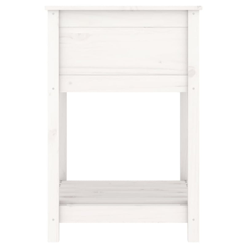 Planter with Shelf White 54x54x81 cm Solid Wood Pine