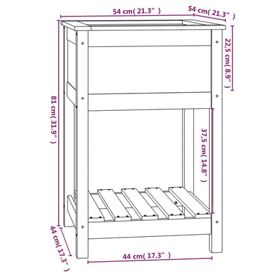 Planter with Shelf White 54x54x81 cm Solid Wood Pine