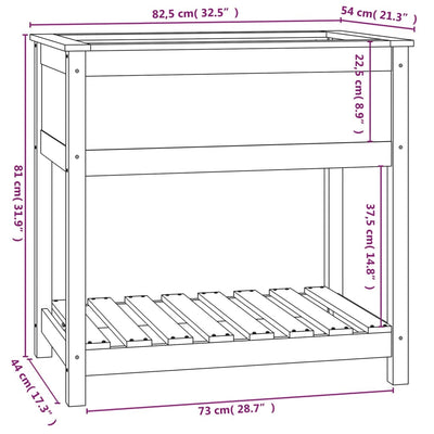 Planter with Shelf 82.5x54x81 cm Solid Wood Pine