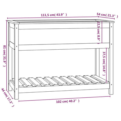 Planter with Shelf 111.5x54x81 cm Solid Wood Pine