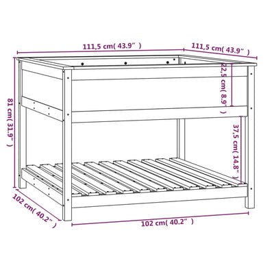 Planter with Shelf 111.5x111.5x81 cm Solid Wood Pine