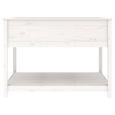 Planter with Shelf White 111.5x111.5x81 cm Solid Wood Pine