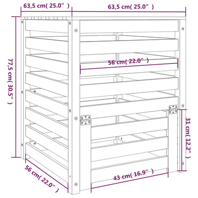 Composter 63.5x63.5x77.5 cm Solid Wood Pine