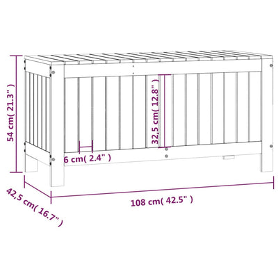 Garden Storage Box White 108x42.5x54 cm Solid Wood Pine