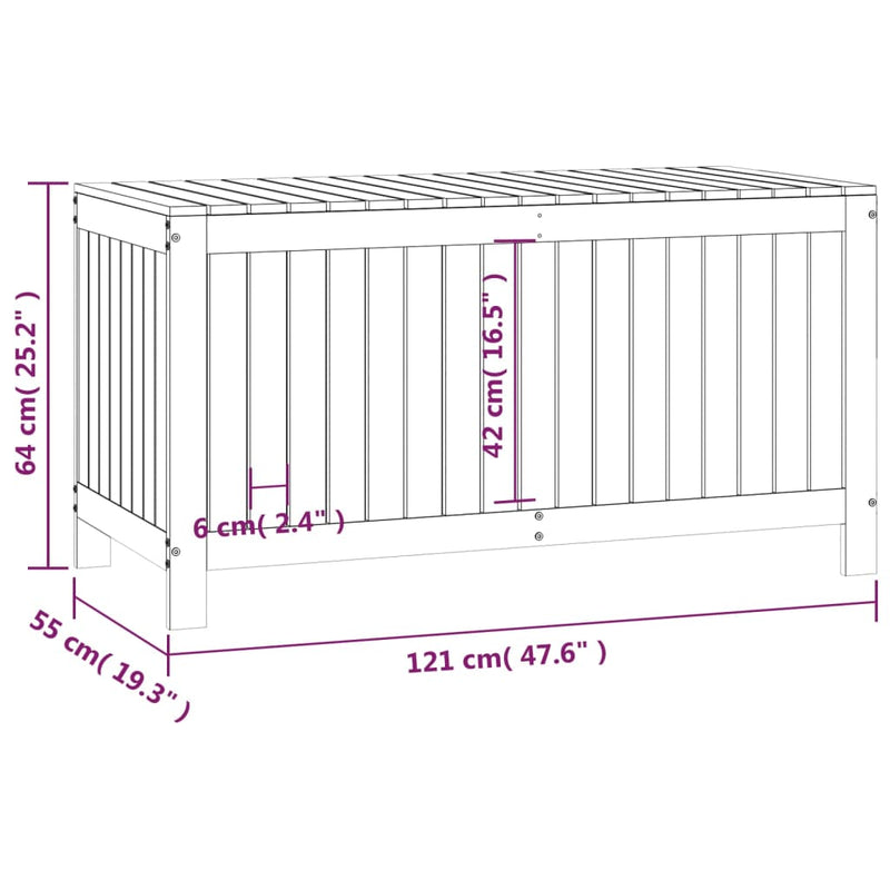 Garden Storage Box Black 121x55x64 cm Solid Wood Pine