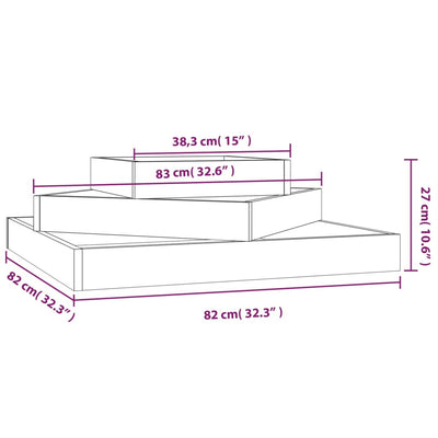 Planter Grey 83x83x27 cm Solid Wood Pine