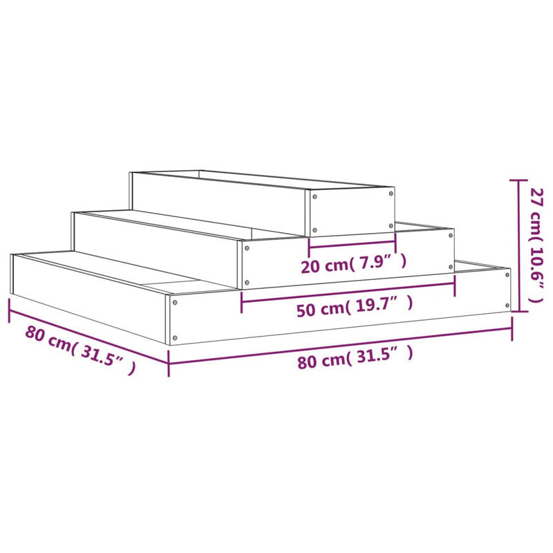 Planter White 80x80x27 cm Solid Wood Pine