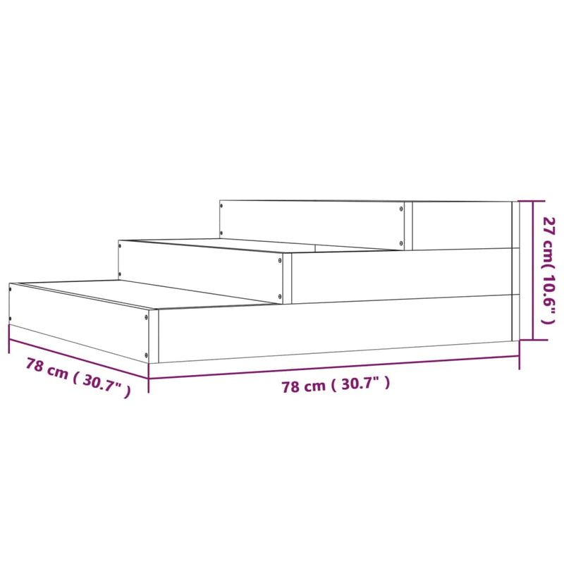 Planter 78x78x27 cm Solid Wood Pine