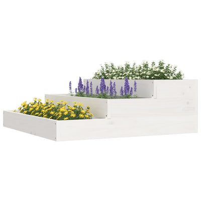 Planter White 78x78x27 cm Solid Wood Pine